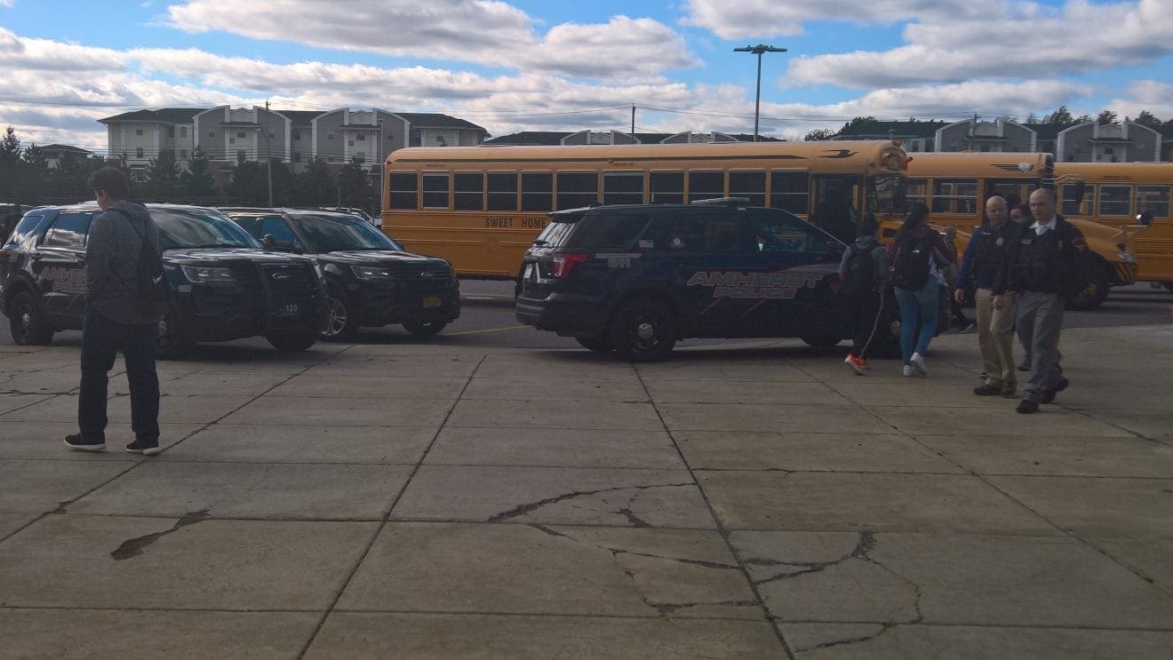 Police cars at Sweet Home High School